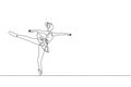 One continuous line drawing of young graceful woman ballet dancer perform beauty classic dance at stage of opera house. Ballet Royalty Free Stock Photo