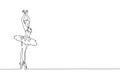 One continuous line drawing of young graceful woman ballet dancer perform beauty classic dance at stage of opera house. Ballet Royalty Free Stock Photo