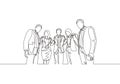 One continuous line drawing of young male and female business people from multi ethnic standing together and posing elegantly Royalty Free Stock Photo