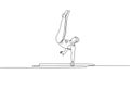 One continuous line drawing young man exercising parallel bars at gymnastic. Gymnast athlete in leotard. Healthy sport and active Royalty Free Stock Photo