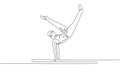 One continuous line drawing of young man exercising parallel bars gymnastic. Gymnast athlete in leotard. Healthy sport and active Royalty Free Stock Photo