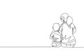 One continuous line drawing young mother talking with her son about goal and purpose of life at home, family life. Happy parenting Royalty Free Stock Photo