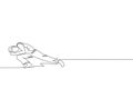 One continuous line drawing young sporty Brazilian fighter man training capoeira on the beach. Healthy traditional fighting sport