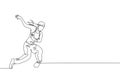 One continuous line drawing young sporty break dancer woman with hat show hip hop dance style in the street. Urban lifestyle sport Royalty Free Stock Photo