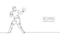 One continuous line drawing young sporty man boxer try to provoke rival. Competitive combat sport concept. Dynamic single line