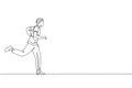 One continuous line drawing of young sporty runner man relax running at countryside. Healthy lifestyle and fun jogging sport Royalty Free Stock Photo