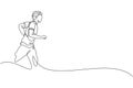 One continuous line drawing of young sporty runner man relax running at countryside. Healthy lifestyle and fun jogging sport Royalty Free Stock Photo