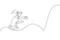 One continuous line drawing of young sporty woman table tennis player practicing her smash hit. Competitive sport concept. Single