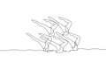 One continuous line drawing of young sporty women synchronized swimmer perform beauty leg movement in the water pool. Healthy Royalty Free Stock Photo