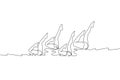 One continuous line drawing of young sporty women synchronized swimmer perform beauty leg movement in the water pool. Healthy Royalty Free Stock Photo