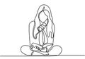 One continuous line drawing of young woman reading a book. Cute girl sitting on the ground and learn with a book. Happy hobby Royalty Free Stock Photo