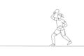 One continuous line drawing of young woman table tennis player turn the ball back to rival. Competitive sport concept. Single line