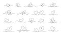 One continuous line heart. Hand drawn connected couple hearts, minimalist love flourish and romantic decoration vector Royalty Free Stock Photo