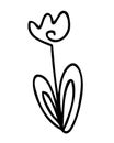 One continuous line minimalistic tulip flower drawing. Perfect for tee, stickers, cards. Isolated vector illustration