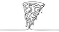 One continuous line pizza slice menu concept. Restaurant food pizzeria icon single line drawing.