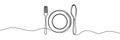 One continuous line plate, khife and fork. Vector illustration Royalty Free Stock Photo