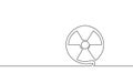 One continuous line radiation hazard concept. Atomic energy radioactivity warning icon. Single line drawing sketch art