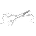 One continuous line Scissors Vector illustration