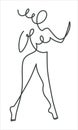 One continuous line sketch drawing of nude female figure Royalty Free Stock Photo