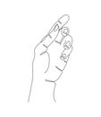 One continuous single drawing line art doodle hand. Isolated vector image hand drawn contour on white Royalty Free Stock Photo