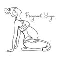 One continuous single drawing line Vector illustration of yoga pose for pregnant. International yoga day Royalty Free Stock Photo