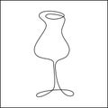 One continuous single drawn line art doodle, linear, cocktail, glass, drink. isolated image white background. Short