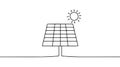 One continuous single drawn line art doodle solar battery, clean energy, renewable energy, ecology, solar power station