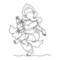 One continuous single drawn line art doodle spirituality happy ganesh indian culture .Isolated image of a hand drawn outline on a