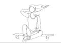 One continuous single drawn line, a girl skater