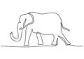 One continuous single line of big elephant for world elephant day isolated on white background Royalty Free Stock Photo