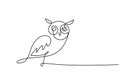 One continuous single line of cute owl for international owl awareness day isolated on white background