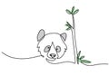 One continuous single line of International red panda day with bamboo tree isolated on white background