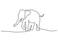 One continuous single line of walking elephant for world elephant day isolated on white background Royalty Free Stock Photo