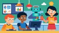 One corner of the room is dedicated to handson activities with students using programmable robots to learn coding