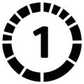 One countdown timer symbol, circle with segments, flat vector design element Royalty Free Stock Photo