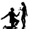 One couple man offering flower to a woman Royalty Free Stock Photo