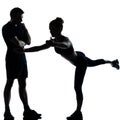 One couple man woman exercising workout fitness Royalty Free Stock Photo