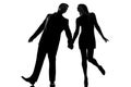 One couple man and woman walking holding hands Royalty Free Stock Photo