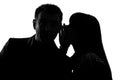 One couple man and woman whispering at ear Royalty Free Stock Photo