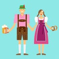 One couple in Typical national costumes at the Oktoberfest