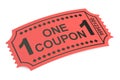 One coupon, ticket. 3D rendering Royalty Free Stock Photo