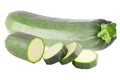 One courgette and slices isolated on white Royalty Free Stock Photo