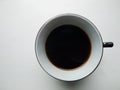 One cup of coffee on a white background.