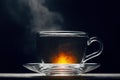 One cup of hot black tea on a dark background, hot tea, Royalty Free Stock Photo