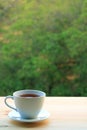 One Cup of Hot Tea Served on Wooden Table by the Window Royalty Free Stock Photo
