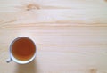 One Cup of Hot tea on the Wooden Table, Top View Royalty Free Stock Photo