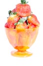 One cup of red fresh sweet boneless strawberry`s Royalty Free Stock Photo