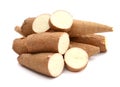 Chopped and whole cassava Royalty Free Stock Photo