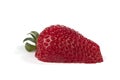 One cut in halfs strawberry on white Royalty Free Stock Photo