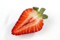 One cut in halfs strawberry on white Royalty Free Stock Photo